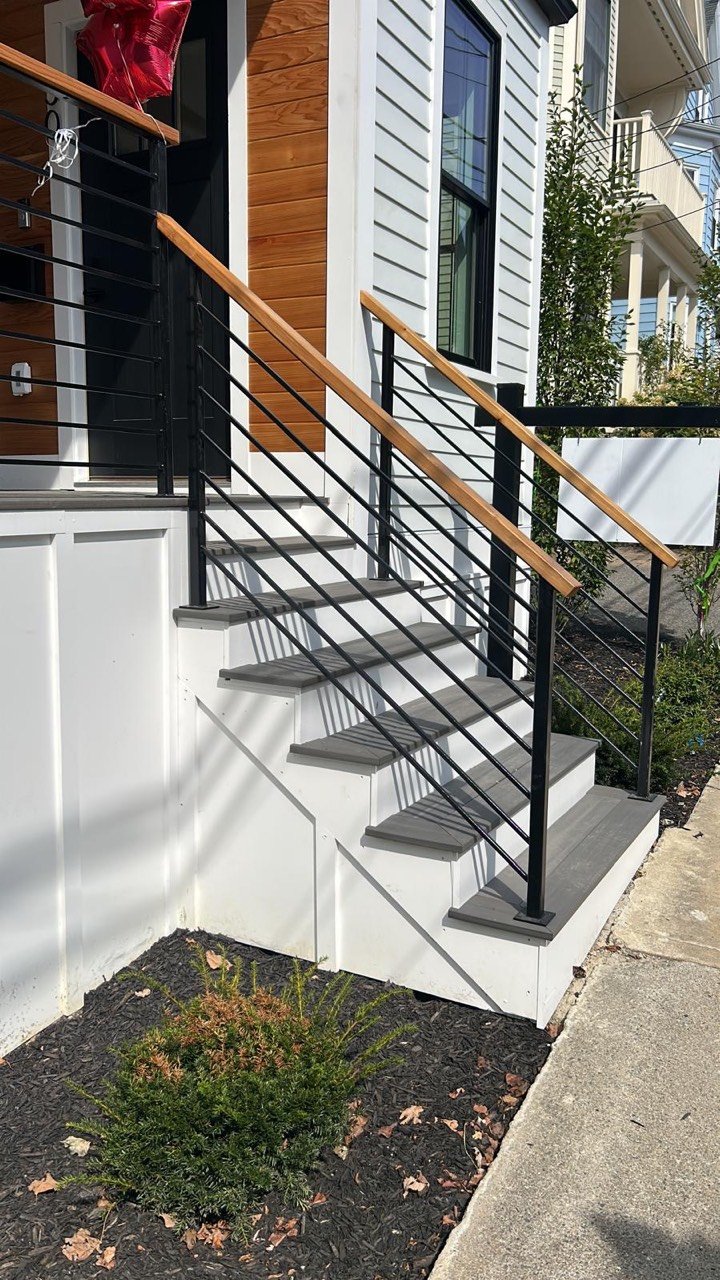 Exterior steps with railing
